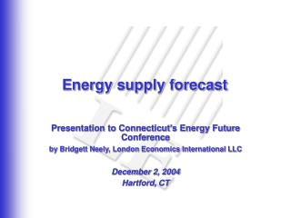 Energy supply forecast