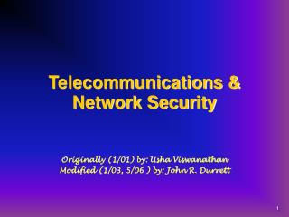 Telecommunications &amp; Network Security