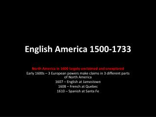 English America 1500-1733