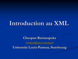 Introduction au XML