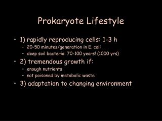 Prokaryote Lifestyle