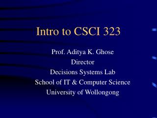 Intro to CSCI 323