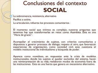 Conclusiones del contexto SOCIAL
