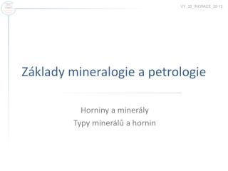Základy mineralogie a petrologie