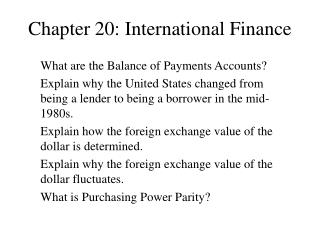 Chapter 20: International Finance
