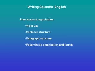 Writing Scientific English