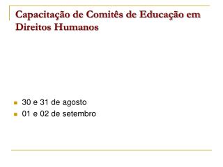 Capacitação de Comitês de Educação em Direitos Humanos