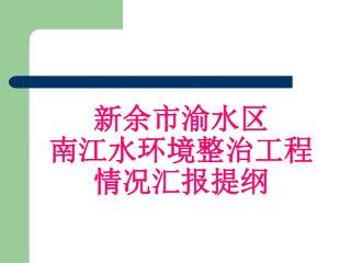 新余市渝水区 南江水环境整治工程 情况汇报提纲