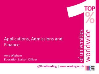 Applications, Admissions and Finance Amy Wigham Education Liaison Officer