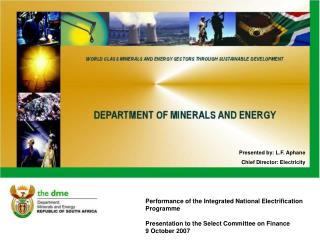 Performance of the Integrated National Electrification Programme