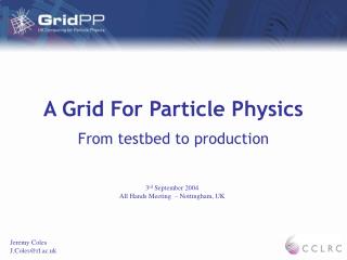 A Grid For Particle Physics