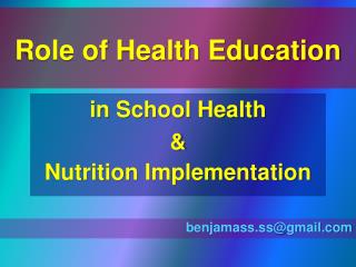 Role of Health Education