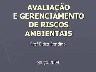 AVALIAÇÃO E GERENCIAMENTO DE RISCOS AMBIENTAIS