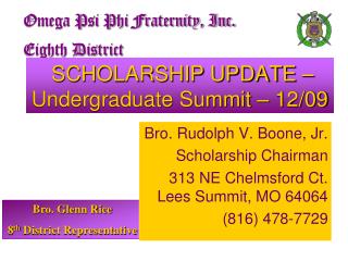 SCHOLARSHIP UPDATE – Undergraduate Summit – 12/09