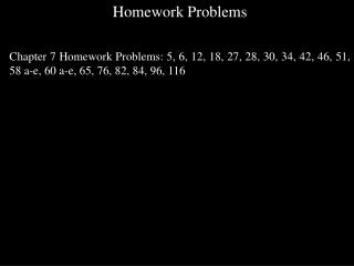 Homework Problems