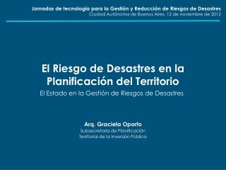 El Riesgo de Desastres en la Planificación del Territorio