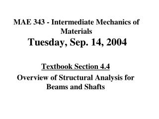 Overview of Loads ON and IN Structures / Machines