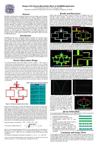 Design of B a Passive Microfluidic Mixer for BioMEMS Application