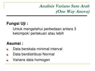 Analisis Varians Satu Arah (One Way Anova)