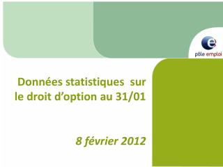 Données statistiques sur le droit d’option au 31/01 8 février 2012