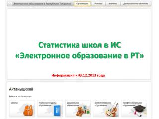 Статистика школ в ИС «Электронное образование в РТ»