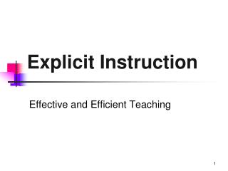 Explicit Instruction