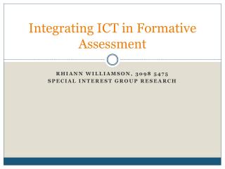 Integrating ICT in Formative Assessment