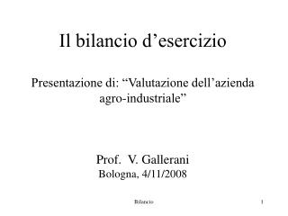 Il bilancio d’esercizio