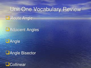 Unit One Vocabulary Review