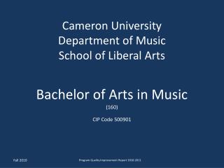 Cameron University Department of Music School of Liberal Arts