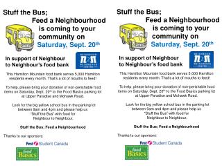 Stuff the Bus; Feed a Neighbourhood