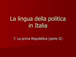 La lingua della politica in Italia