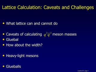 Lattice Calculation: Caveats and Challenges