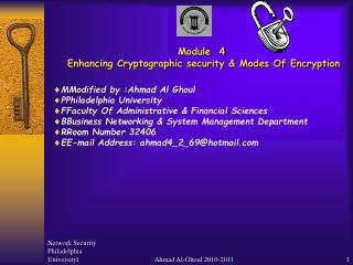 Module 4 Enhancing Cryptographic security &amp; Modes Of Encryption