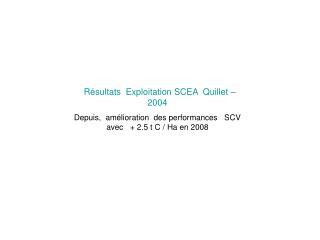 Résultats Exploitation SCEA Quillet – 2004