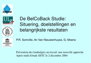 De BelCoBack Studie: Situering, doelstellingen en belangrijkste resultaten