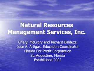 Natural Resources Management Services, Inc.