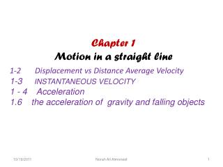 Chapter 1 Motion in a straight line