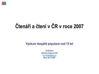 Čtenáři a čtení v ČR v roce 2007
