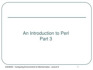 An Introduction to Perl Part 3