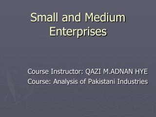 Small and Medium Enterprises