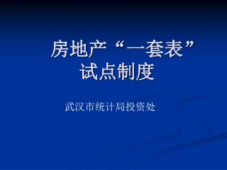 房地产 “ 一套表 ” 试点制度