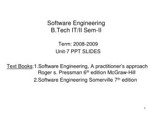 Software Engineering B.Tech IT/II Sem-II