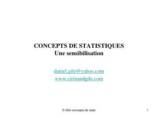 CONCEPTS DE STATISTIQUES Une sensibilisation