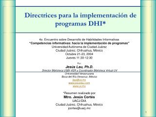 Directrices para la implementación de programas DHI*