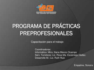 PROGRAMA DE PRÁCTICAS PREPROFESIONALES