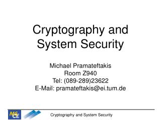 Cryptography and System Security