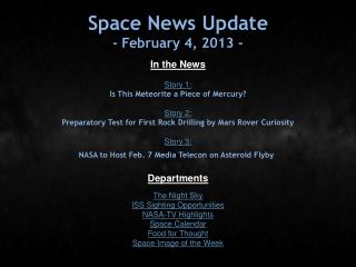 Space News Update - February 4, 2013 -