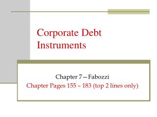 Corporate Debt Instruments