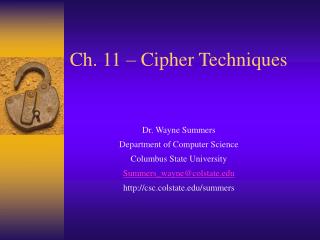 Ch. 11 – Cipher Techniques